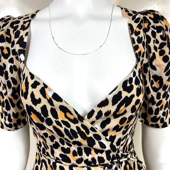 NWT Astr leopard print Wrap Peplum Top - Picture 4 of 12